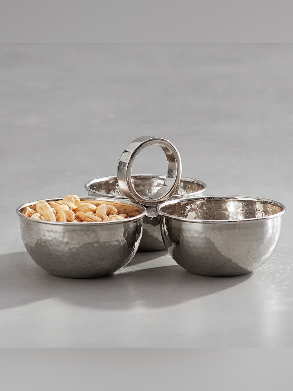 Pottery Barn Hammered Silver Nesting Serving Bowls
